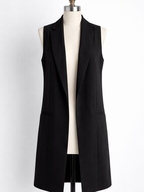 Topshop Black Sleeveless Longline Vest